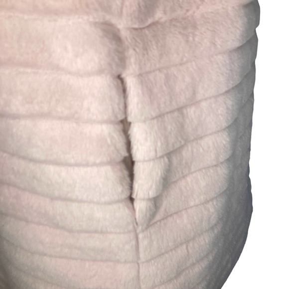 Joh Light Pink Ribbed Faux Fur Coat Size Large Open Front - Picture 5 of 9